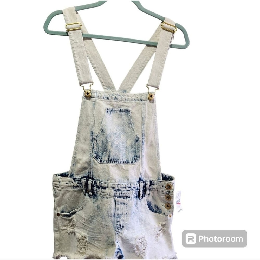 Highway Jeans Shortalls Juniors SZ 7 Punk Grunge Y2K Distressed Acid Rock Edgy